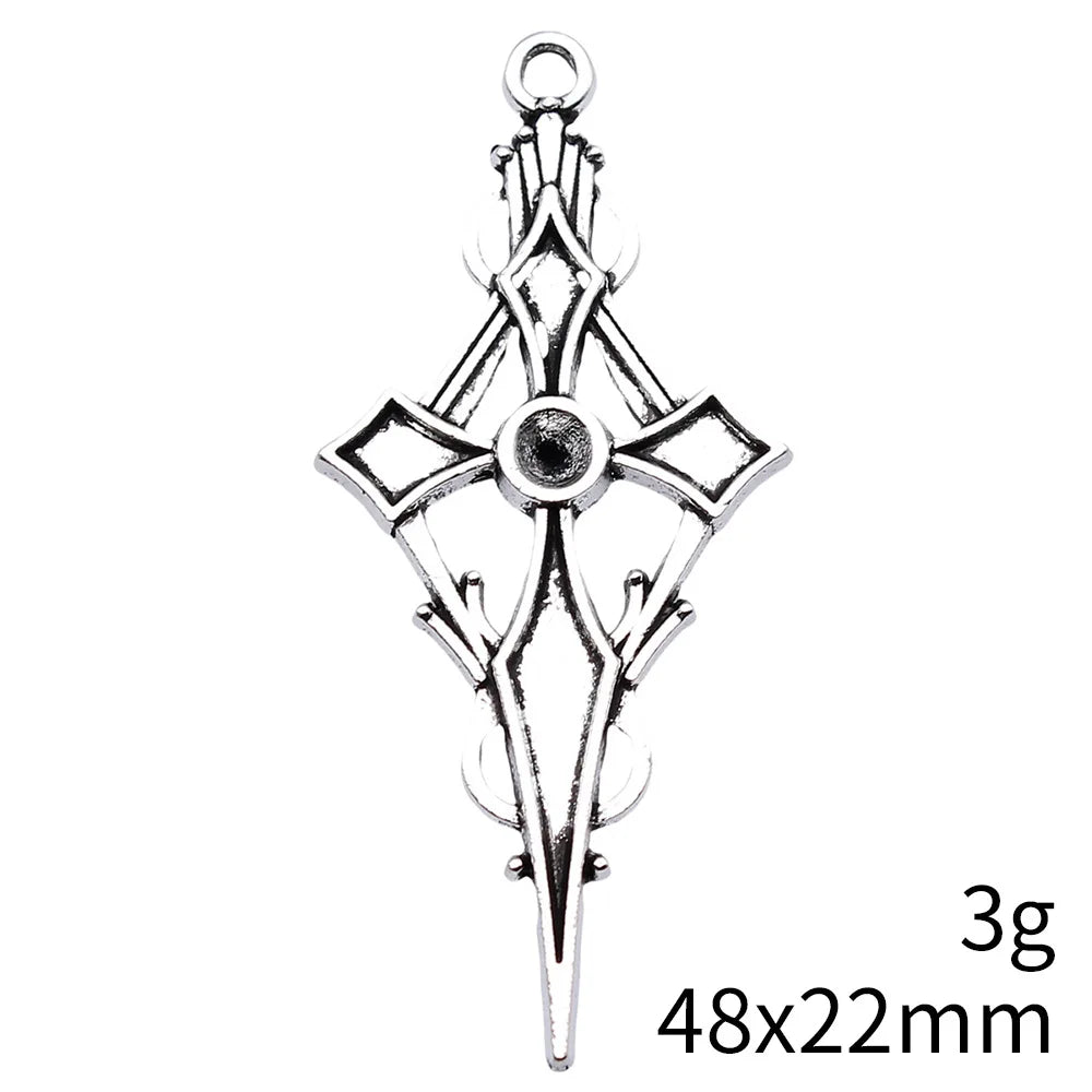 48x22mm 3g Antique Silver Zinc Alloy Sword Charm Pendant for Vintage DIY Necklace Making