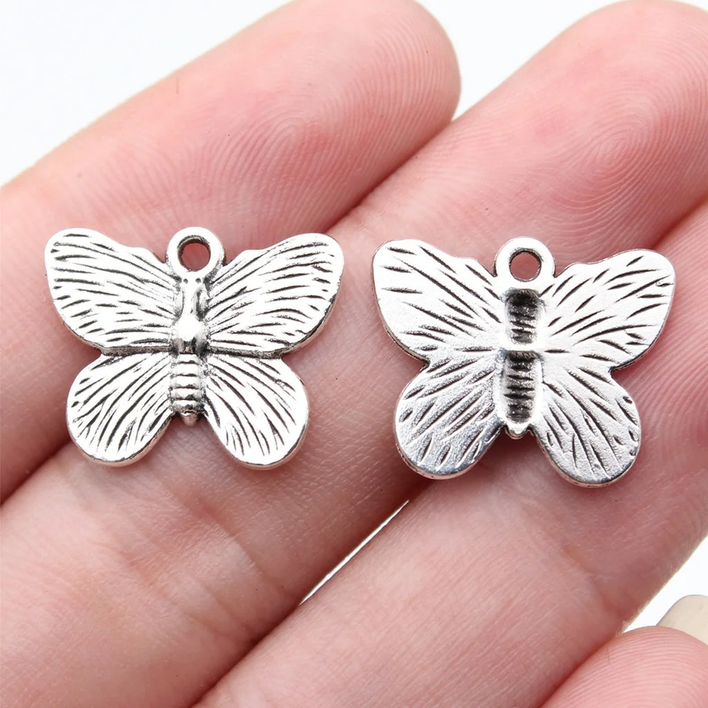 19x15mm 1.25g Antique Silver Zinc Alloy Butterfly Charm Pendant for DIY Necklace Bracelet Jewelry Making
