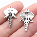 25x16mm 1.5g Antique Silver Zinc Alloy Nurse Hat Caduceus Nurse Cap Charm Pendant for Medical Jewelry