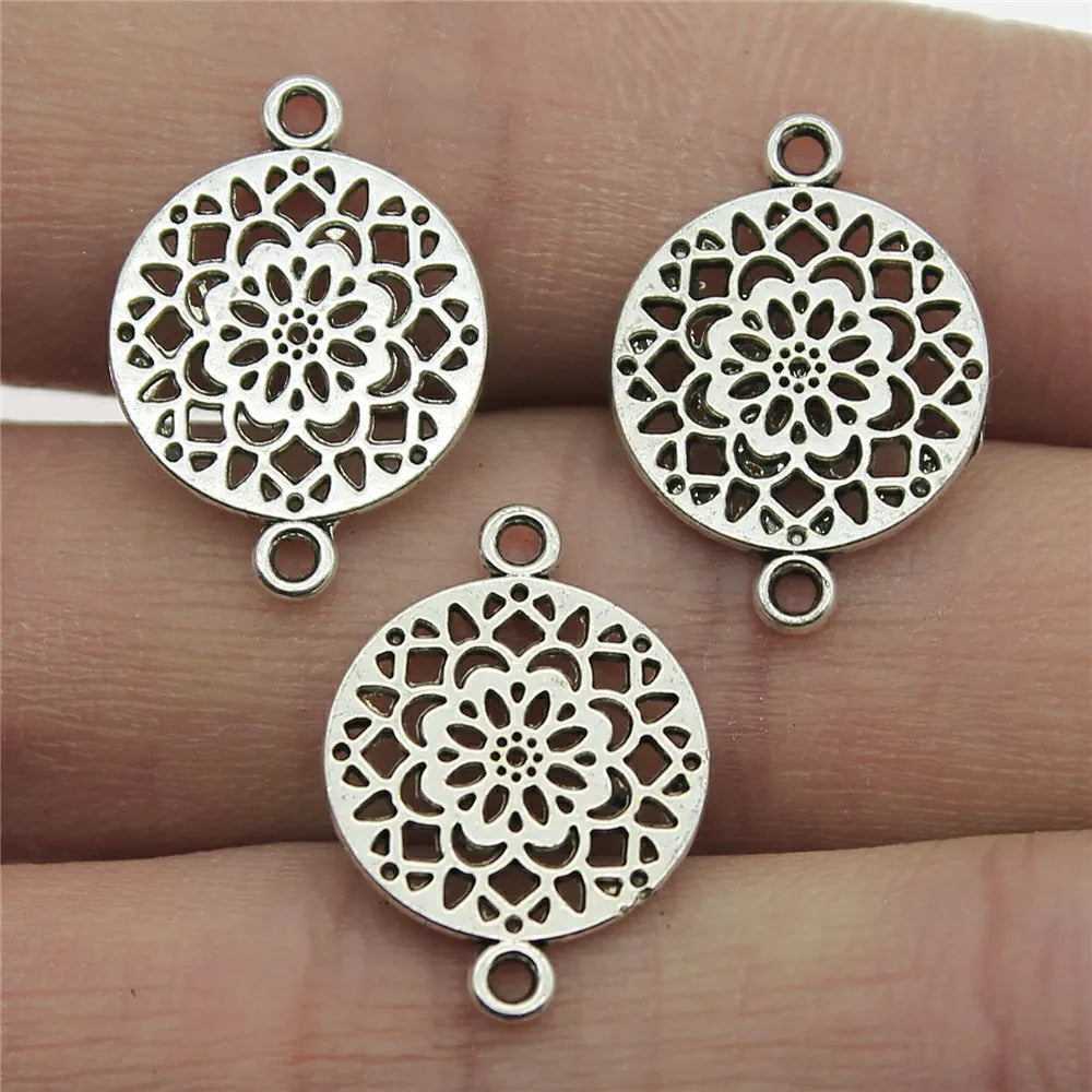 14x20mm 0.8g Multicolor Zinc Alloy Flower Filigree Connector Charm for DIY Jewelry Making