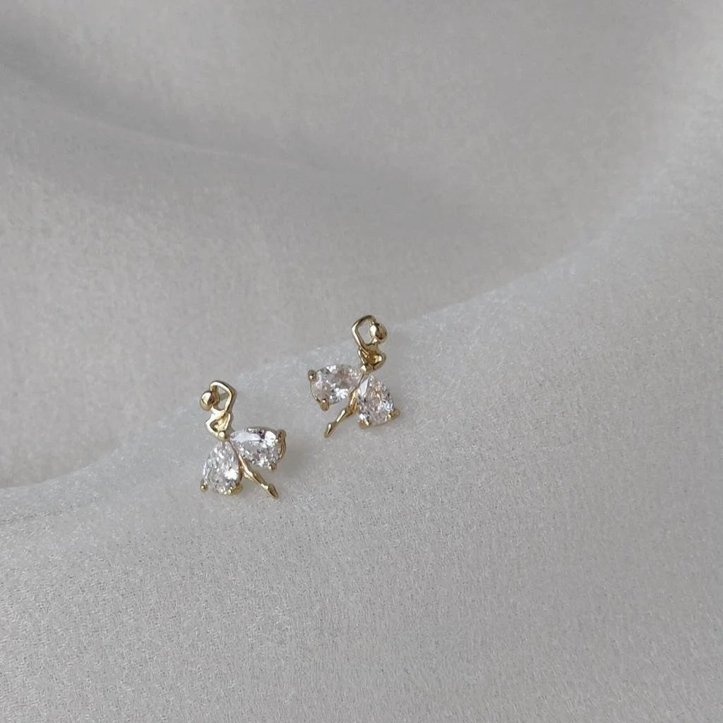 Silver Plated Copper Ballet Girl Geometric Stud Earrings Korean Japanese Minimalist Jewelry