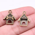 19x16mm 1.9g Antique Silver Zinc Alloy Top Dog Dog House Charm Pendant for DIY Pet Jewelry