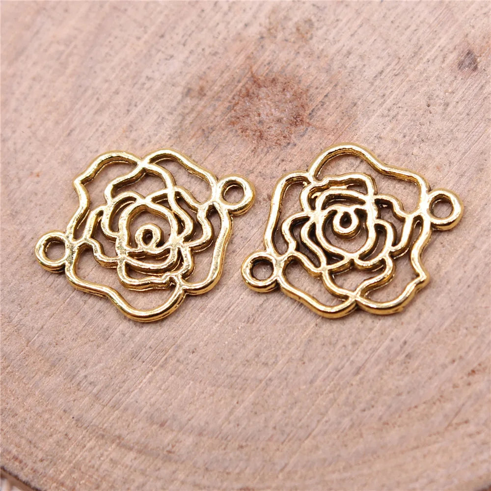 17x14mm 0.6g Multicolor Zinc Alloy Hollow Flower connector charm for DIY bracelet necklace making