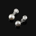 Elegant Silver Gray Pearl Drop With Rhinestone Halo Alloy Stud & Clip On No Piercing Bridal Earrings