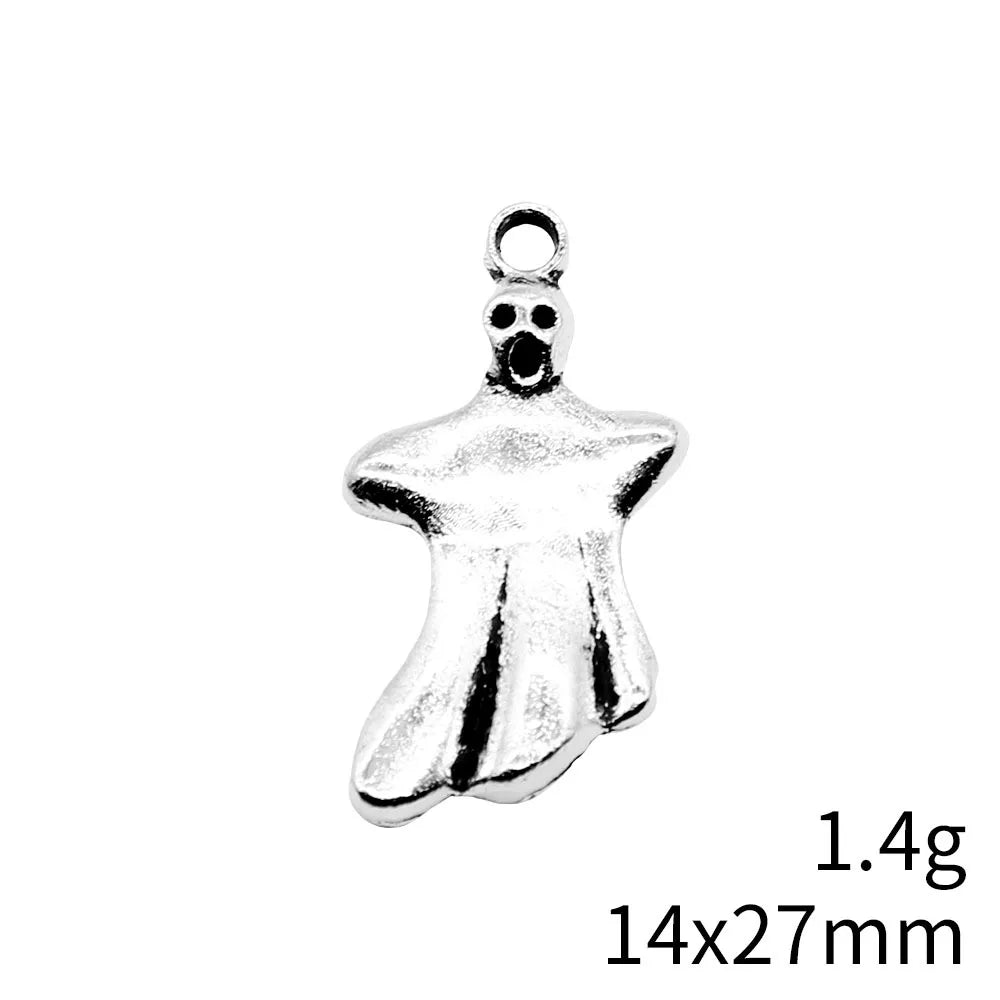 14x27mm 1.4g Antique Silver Bronze Zinc Alloy Halloween Ghost Charm Pendant for DIY Jewelry Making