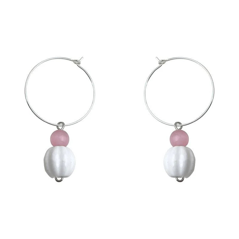 Handmade Designer Ceramic White Lotus Drop Earrings New Chinese Sweet Geometric Round Jewelry