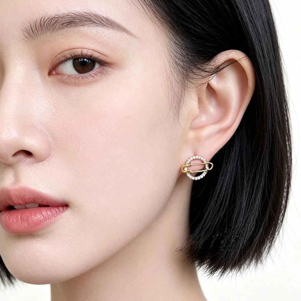 Eco-Friendly Copper Micro Pave Zircon Planet Stud Earrings Geometric Hollow Pin Design