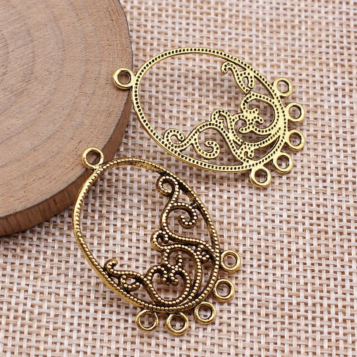37x23mm 2g Multicolor Zinc Alloy Geometric Flower Connector Charm for DIY Dangle Earrings Making