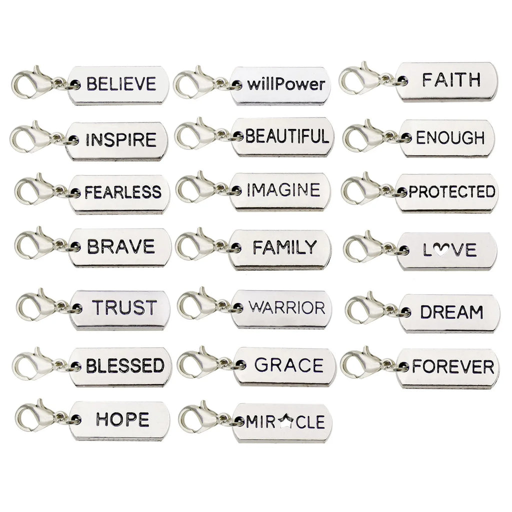 Vintage Zinc Alloy Inspirational Letter Tag Lobster Clasp Charm for DIY Accessories