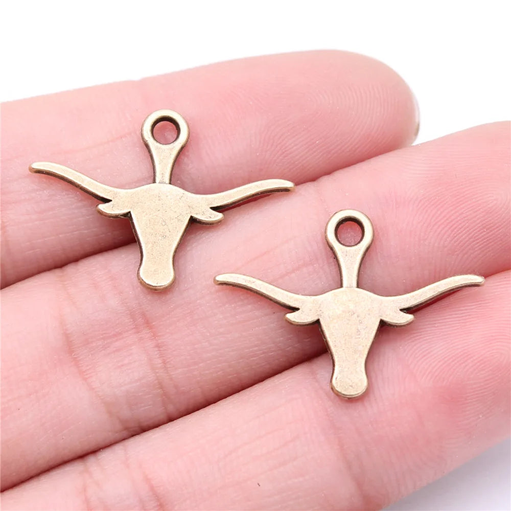27x19mm 1.12g Antique Bronze Zinc Alloy Ox Horn Charm Pendant for DIY Necklace Bracelet Jewelry Making