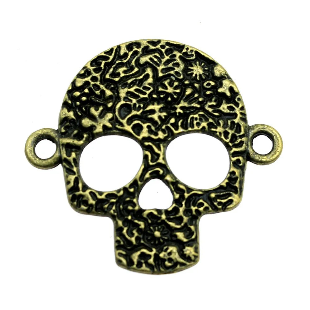32x30mm 3.4g Multicolor Zinc Alloy Skull Connector Charm for Necklace Bracelet Making