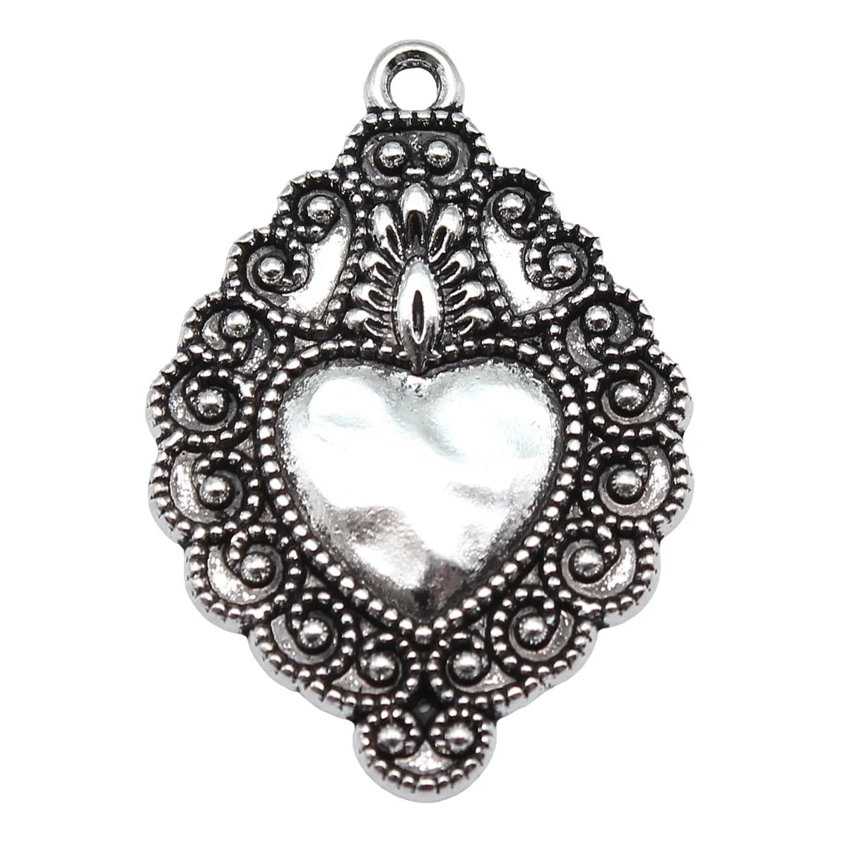 35x24mm 4.3g Antique Silver Zinc Alloy Gothic Heart Charm Pendant for DIY Necklace Bracelet Making