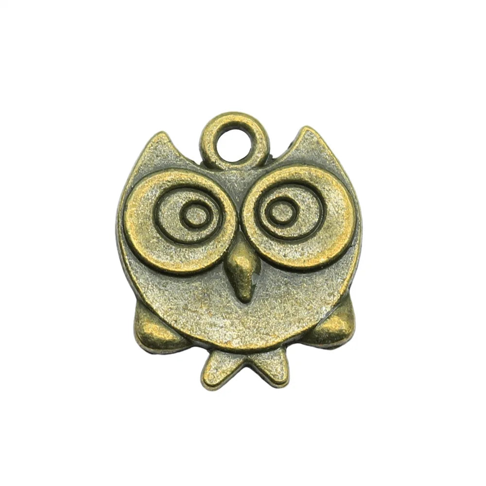 17x14mm 2.3g Multicolor Zinc Alloy Double Sided Owl Cat Charm Pendant for DIY Necklace Bracelet Making