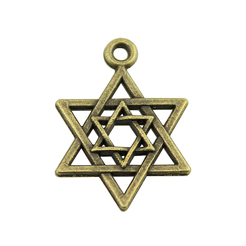 22mm 1g Multicolor Zinc Alloy Six Pointed Star Charm Pendant for DIY Necklace Bracelet Jewelry
