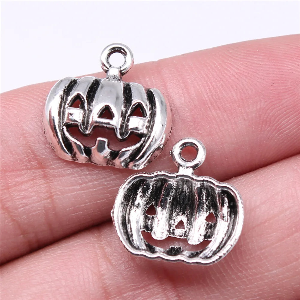 16x16mm 1.2g Antique Silver Zinc Alloy Halloween Pumpkin Charm Pendant for DIY Jewelry Making