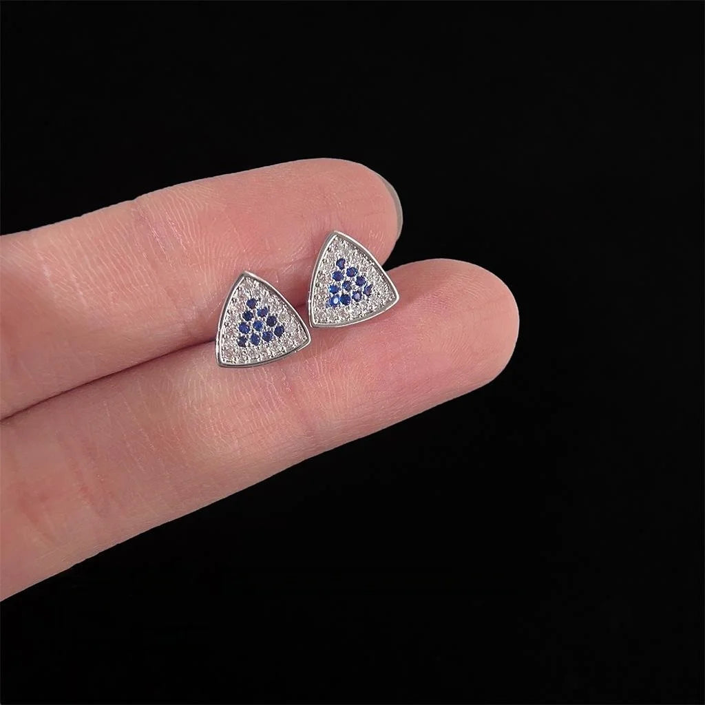 Micro Pave Zircon Angel Eye Triangle Stud Earrings Copper Minimalist Geometric Jewelry