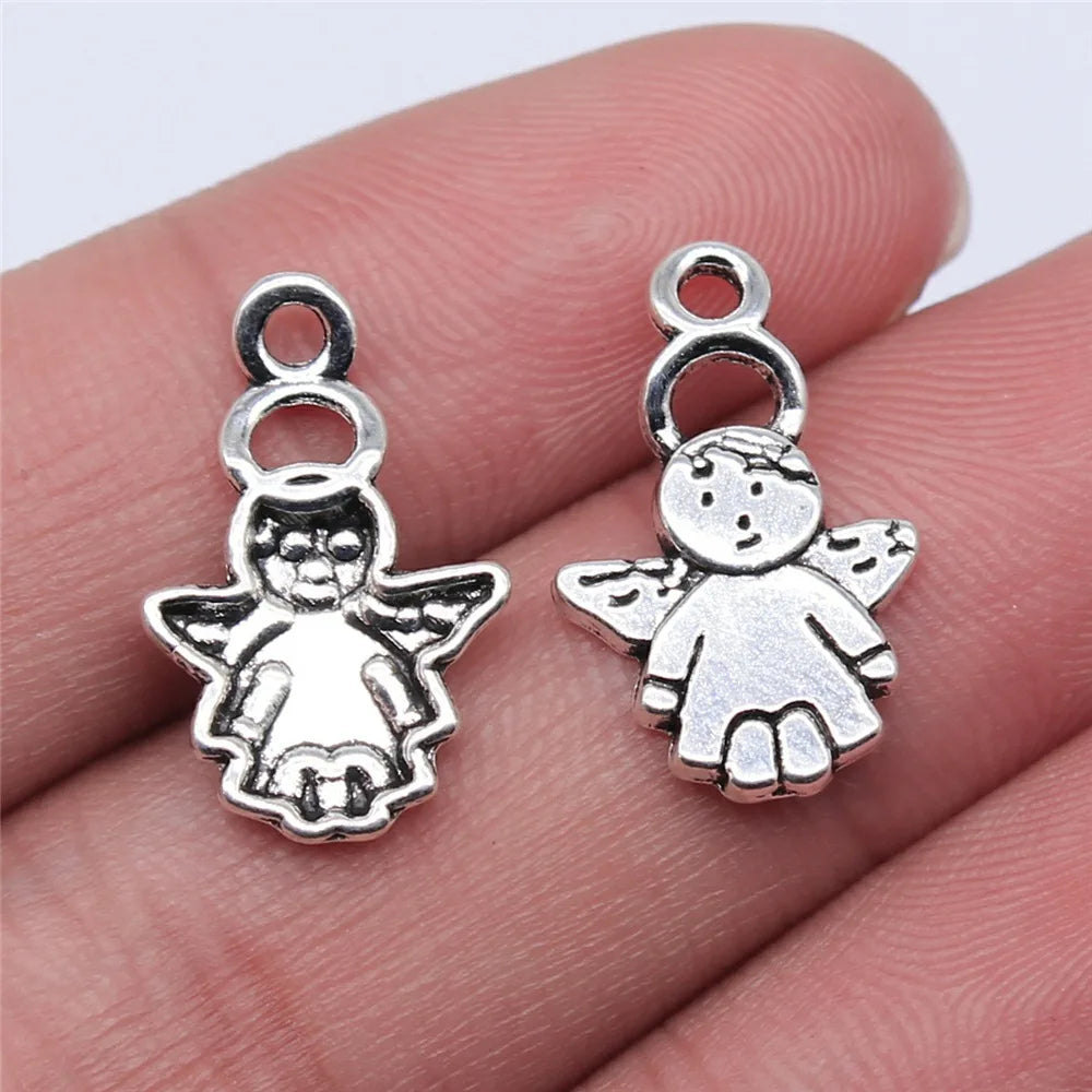 19x13mm 0.8g Antique Silver Zinc Alloy Angel Figure Charm Pendant for DIY Clothing and Jewelry Making