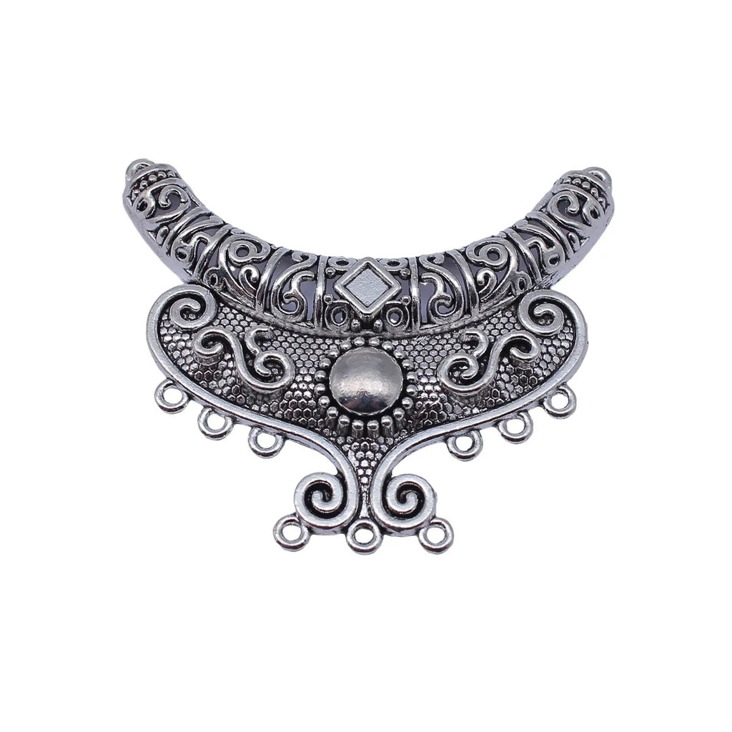 63x53mm 15.3g Antique Silver Zinc Alloy Ethnic Multi-Hole Connector Charm for Necklace Jewelry Making