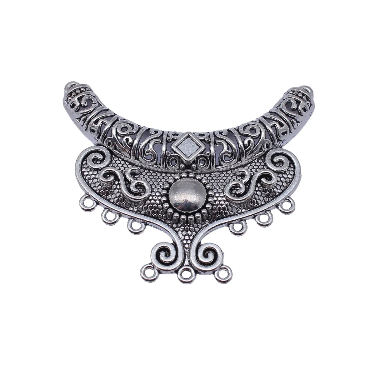 63x53mm 15.3g Antique Silver Zinc Alloy Ethnic Multi-Hole Connector Charm for Necklace Jewelry Making