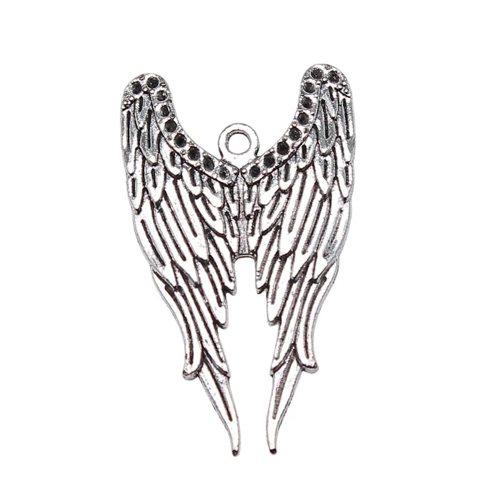 39x24mm 3.6g Antique Silver Zinc Alloy Double Wing Charm Pendant for DIY Bracelet Necklace Jewelry Making