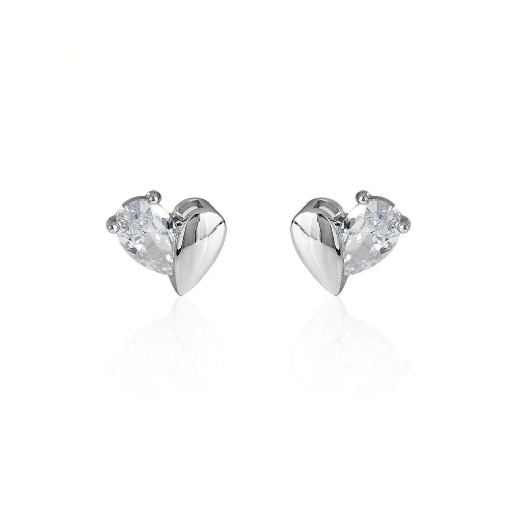 Thickened 18K Real Gold Plated Copper Heart Zircon Micro Pave Drop Earrings For Women