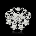 Elegant Small Butterfly Rhinestone Alloy Brooch, Sparkling Silver Floral Lapel Pin Corsage Gift