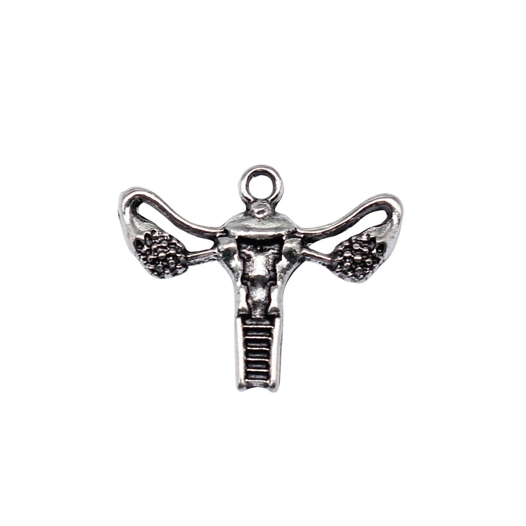 18x23mm 1.3g Antique Silver Zinc Alloy Uterus Charm Pendant for DIY Medical Theme Jewelry Making