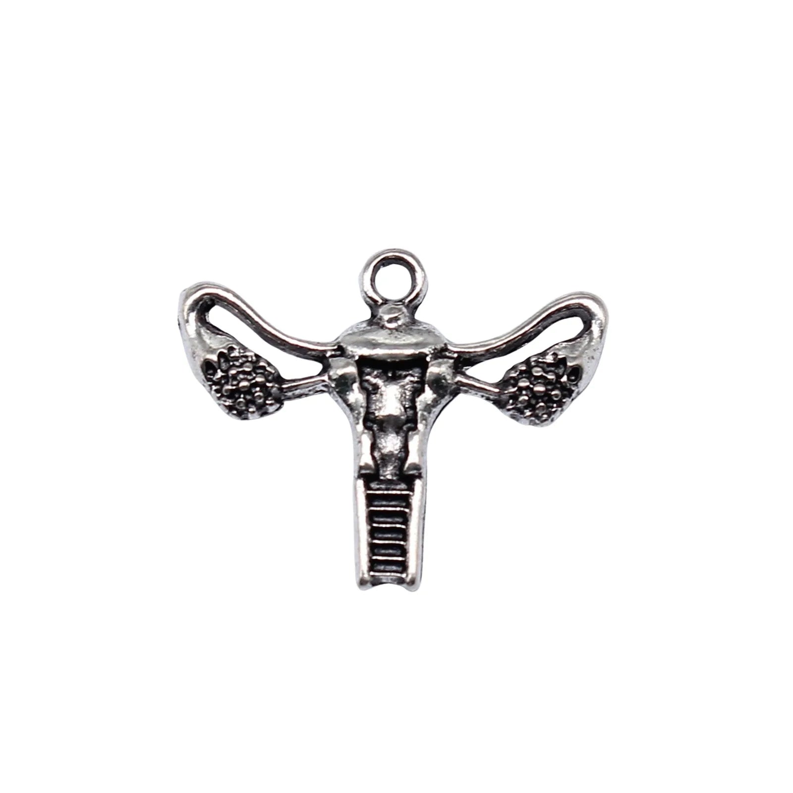 18x23mm 1.3g Antique Silver Zinc Alloy Uterus Charm Pendant for DIY Medical Theme Jewelry Making