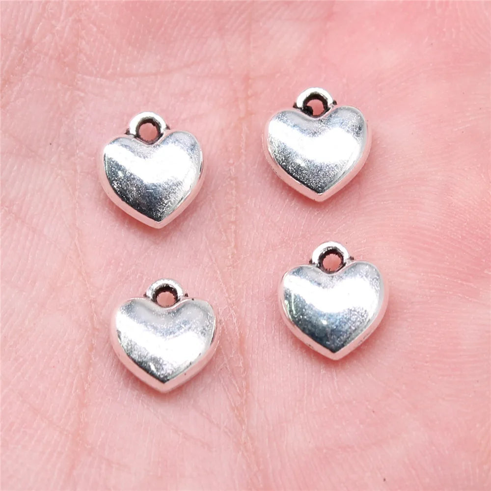9x8mm 0.9g Multicolor zinc alloy 3D Heart charm pendant for DIY necklace bracelet making