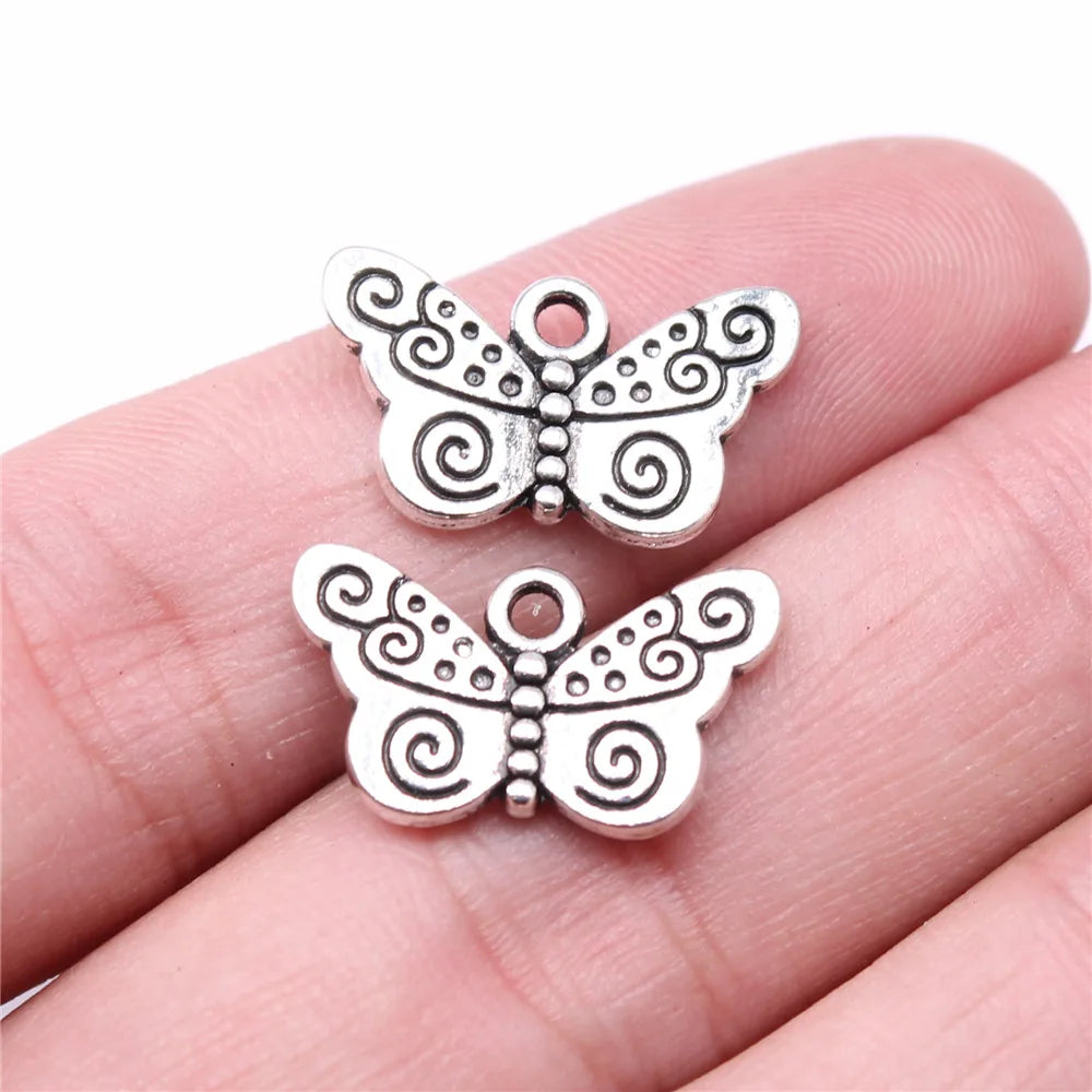 21x12mm 1.9g Antique Silver Zinc Alloy Butterfly Charm Pendant for DIY Jewelry Making