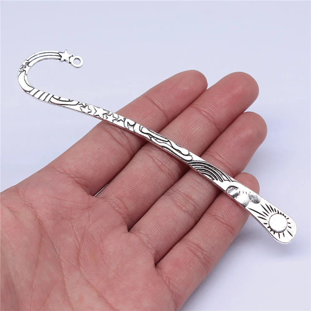 123x24mm 9.1g Multicolor Zinc Alloy Sun Moon Star Bookmark Charm for DIY Jewelry and Gift Accessories