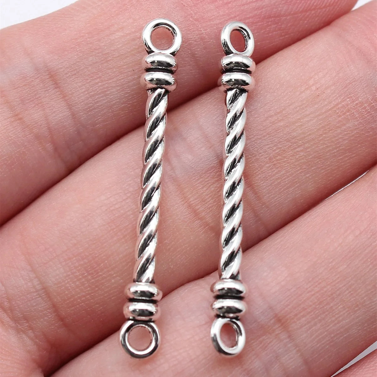 38x5mm 1.4g Antique Silver Zinc Alloy Long Bar Connector Charm for DIY Bracelet Necklace Jewelry