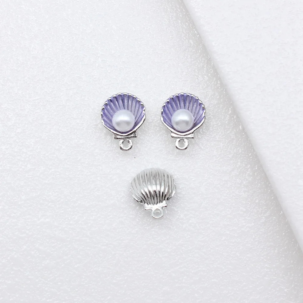 15x12mm 1.1g Multicolor Zinc Alloy Shell Pearl Charm Pendant for DIY Earrings Necklace Bracelet Making