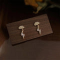 Eco Copper 14K Plated Micro Pave Zircon Lightning Cloud Stud Earrings Minimalist Daily Jewelry