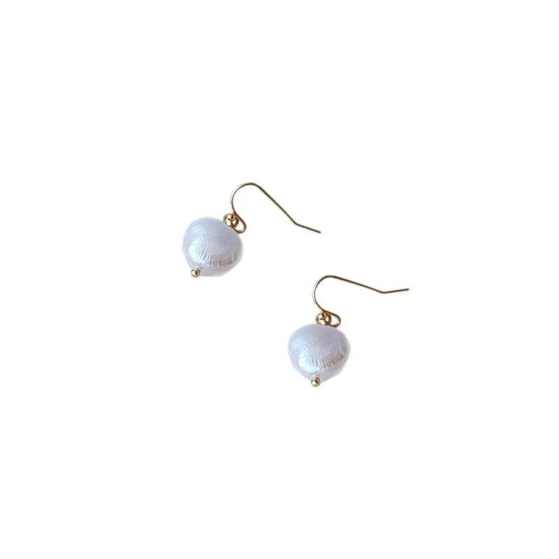 Handmade Baroque Natural Freshwater Pearl Drop Earrings Irregular Geometric Design for Women