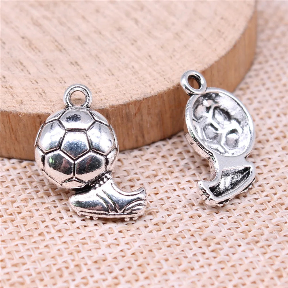 21x15mm 1.69g Antique Silver Zinc Alloy Soccer Cleat Charm Pendant for DIY Sports Jewelry Making