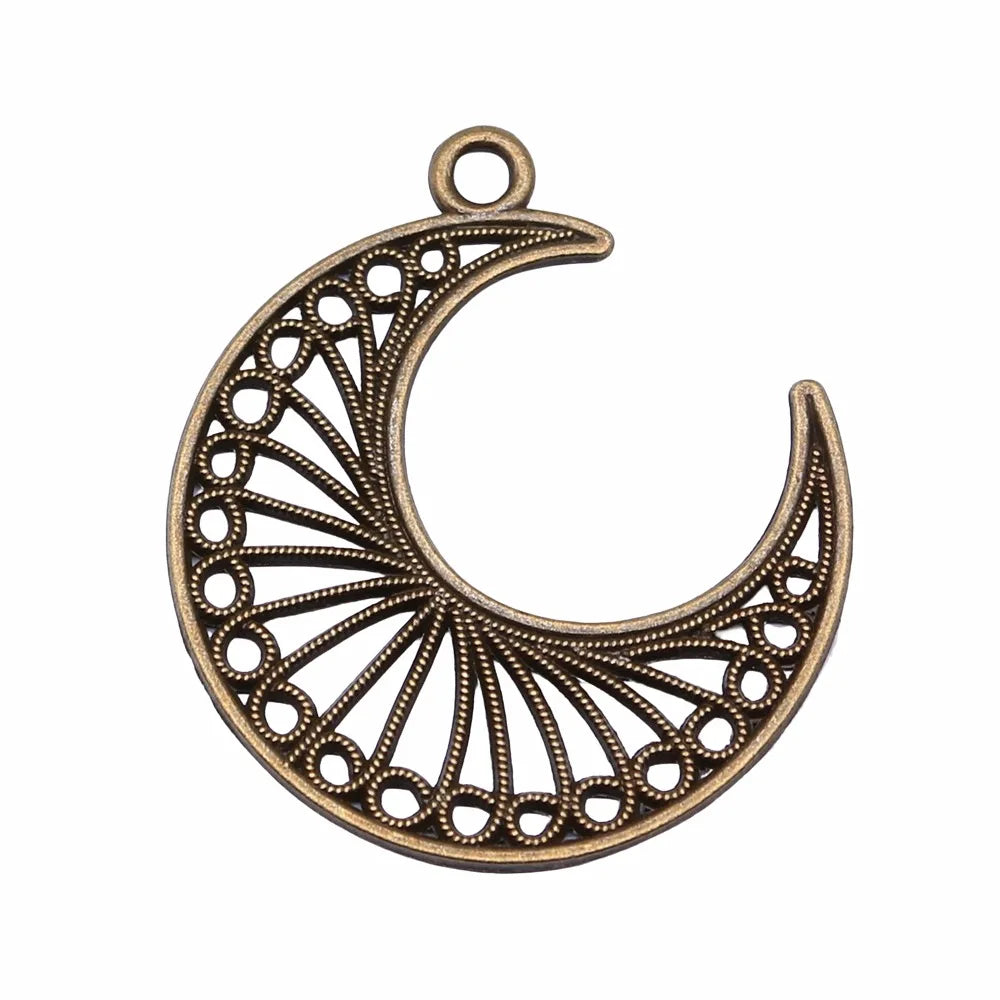 30x34mm 2.2g Multicolor Zinc Alloy Hollow Moon Earring Charms for DIY Earrings Jewelry Making