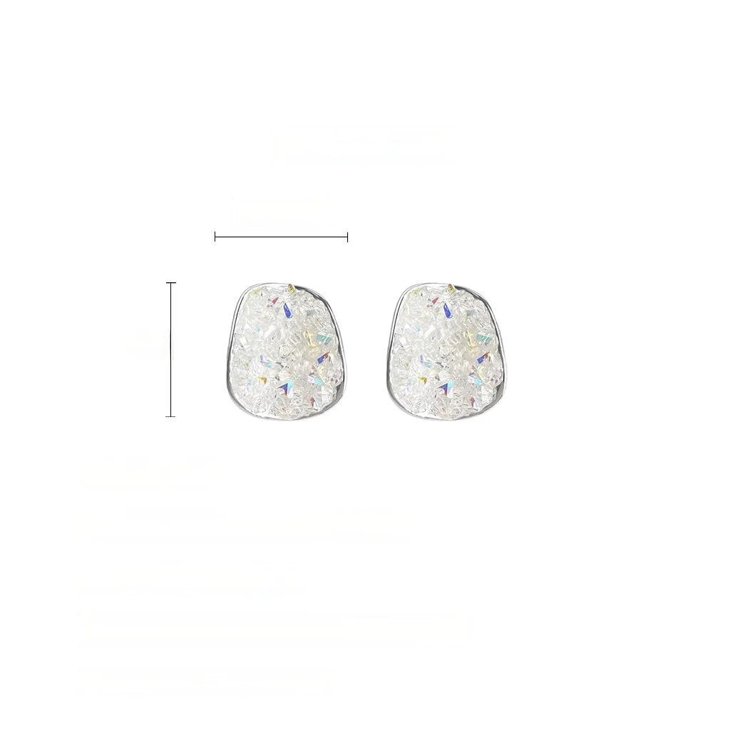 Fashion Glass Crystal Geometric Stud Earrings Handmade Sweet Minimalist Summer Vacation Style