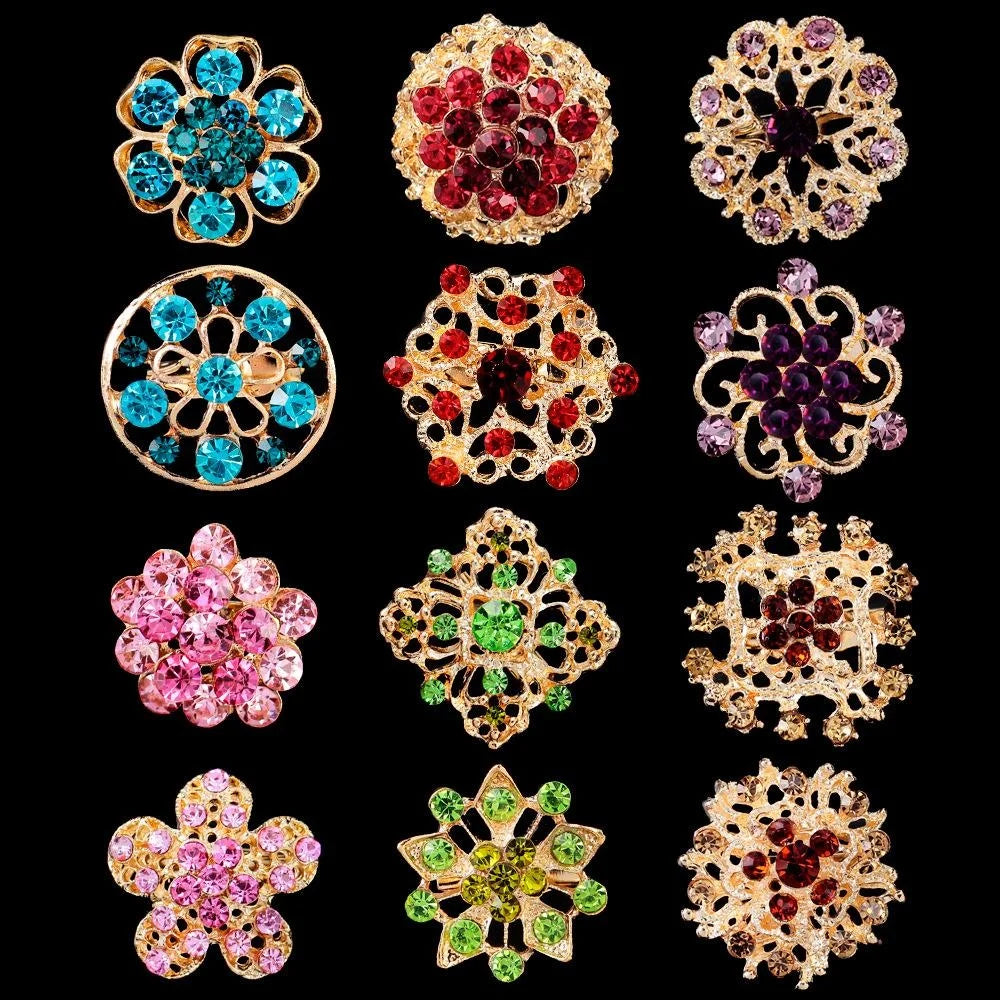 Elegant Korean Style Rhinestone Flower Brooch Pin, Silver Alloy Lapel Corsage For Women Suit Accessory Gift
