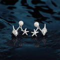Vacation Style Conch Starfish Back Hanging Stud Earrings Copper Beach Jewelry