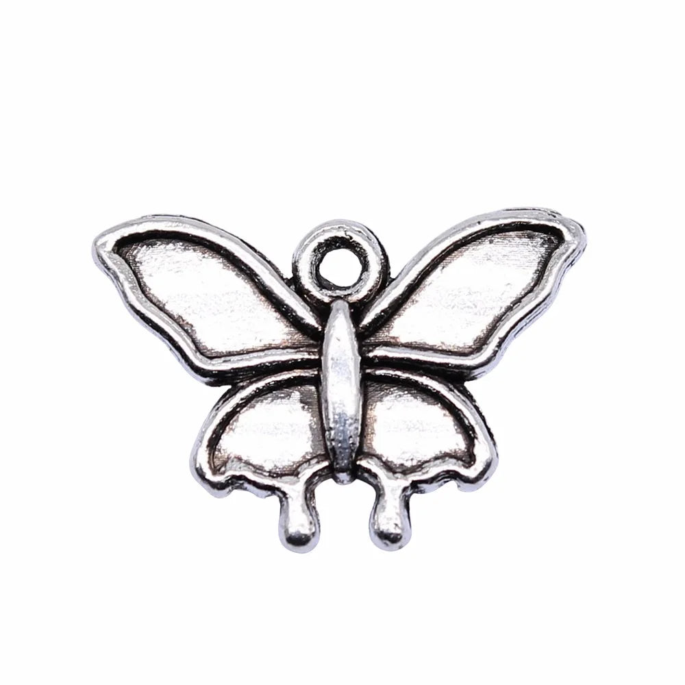 14x19mm 1.1g Antique Silver Zinc Alloy Butterfly Charm Pendant for DIY Necklace Bracelet Jewelry Making
