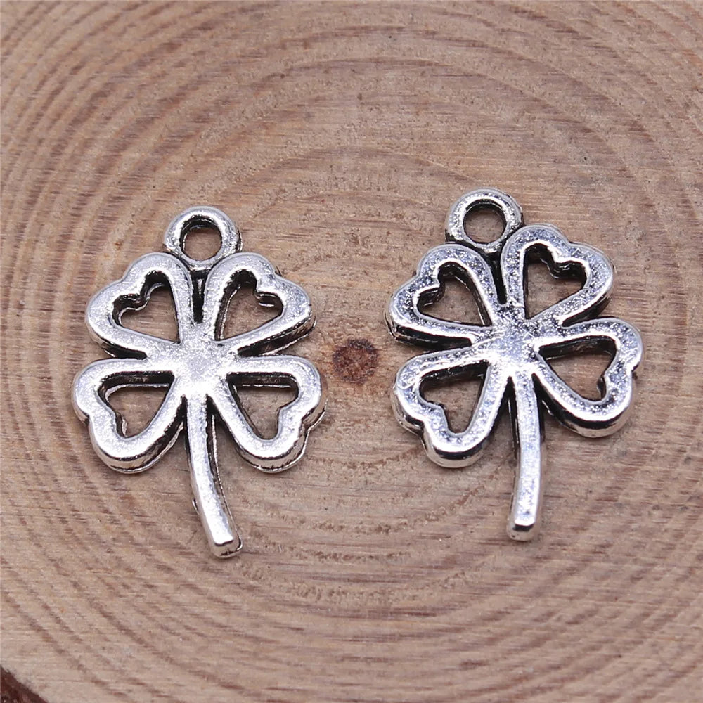 18x13mm 1.2g Multicolor Zinc Alloy Four Leaf Clover Charm Pendant for DIY Necklace Bracelet Jewelry Making