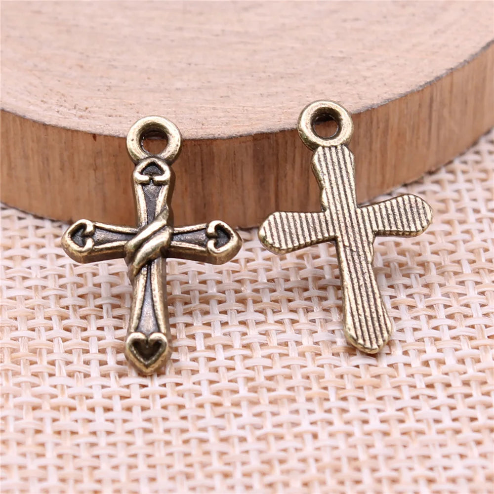 21x15mm 0.95g Multicolor Zinc Alloy Cross Charm Pendant for DIY Bracelet Necklace Jewelry Making