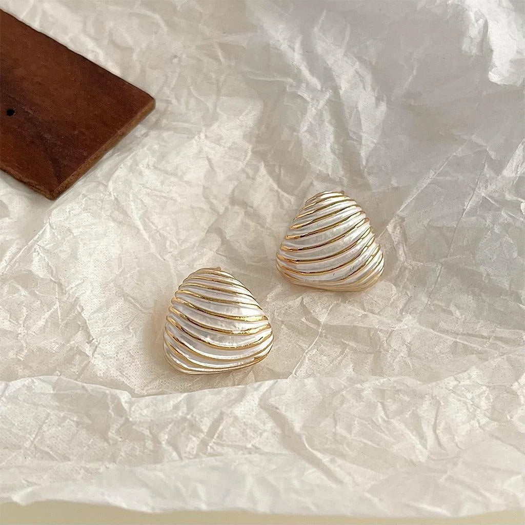 14K White Plated Alloy Enamel Triangle Stud Earrings, Designer Vacation Style