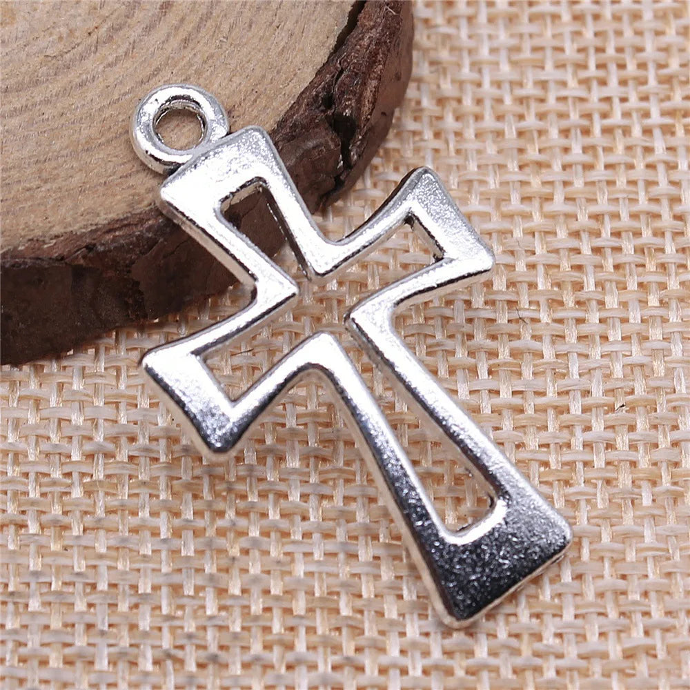 38x22mm 2.8g Multicolor Zinc Alloy Cross Charm Pendant for DIY Bracelet Necklace Jewelry Making
