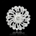 Elegant Sunflower Rhinestone Alloy Brooch, Silver Tone Floral Lapel Pin Corsage For Women's Suit Gift
