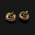 Elegant Vintage Brown Enamel Geometric Spiral Disc Alloy Wide Hoop Stud & Clip On No Piercing Earrings