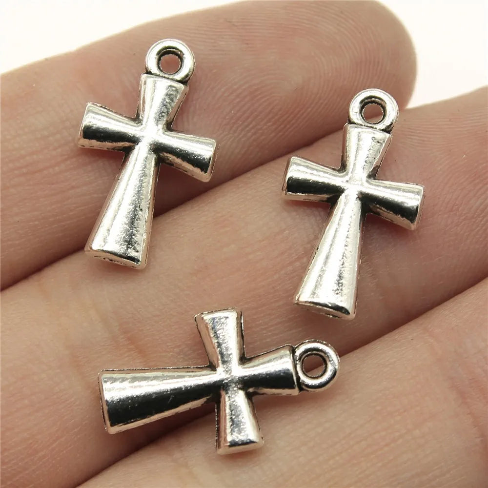 19x11mm 1.4g Antique Silver Zinc Alloy Cross Charm Pendant for DIY Necklace Bracelet Jewelry Making