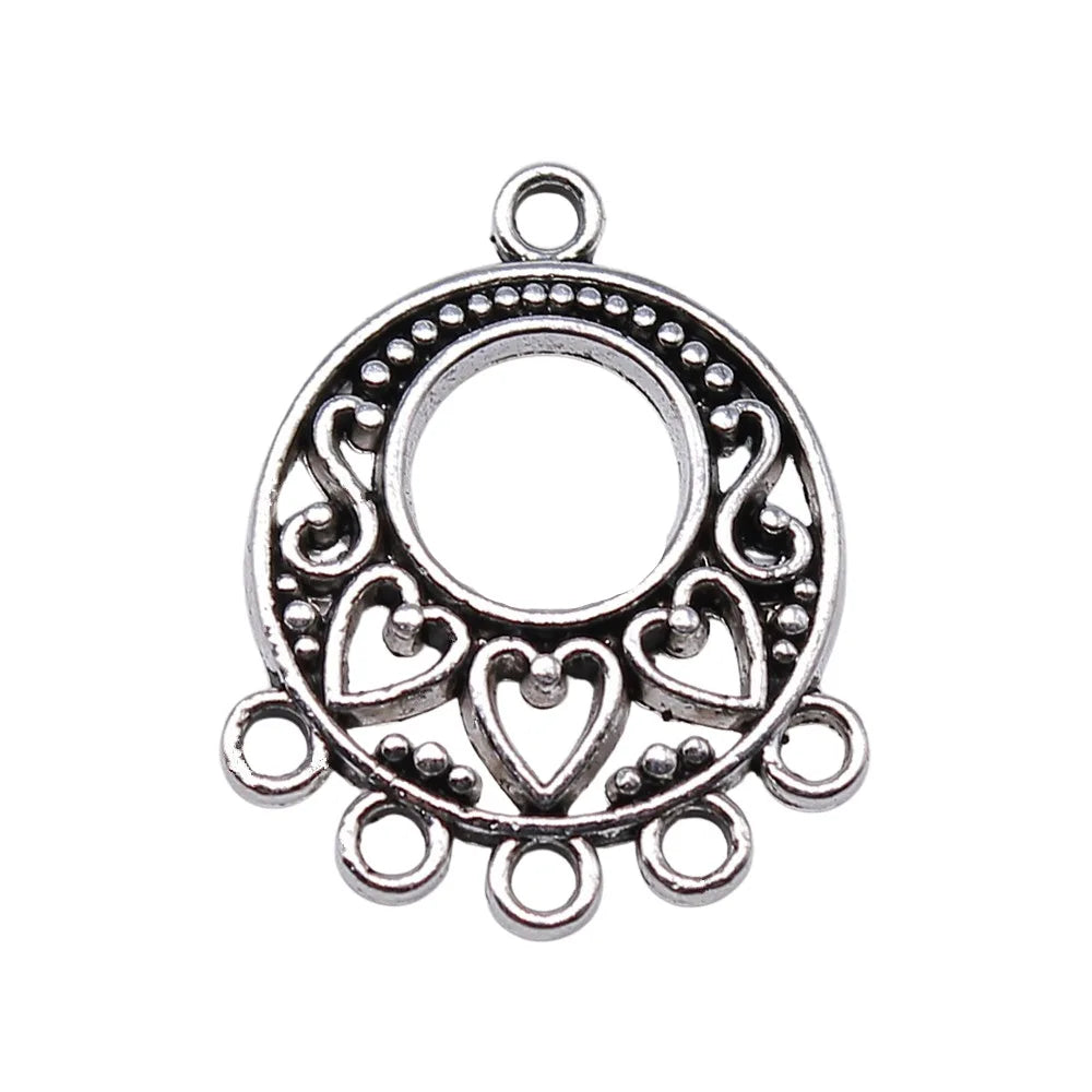 20x24mm 2g Multicolor Zinc Alloy Heart Earring Connector Charms for DIY Earrings Jewelry Making