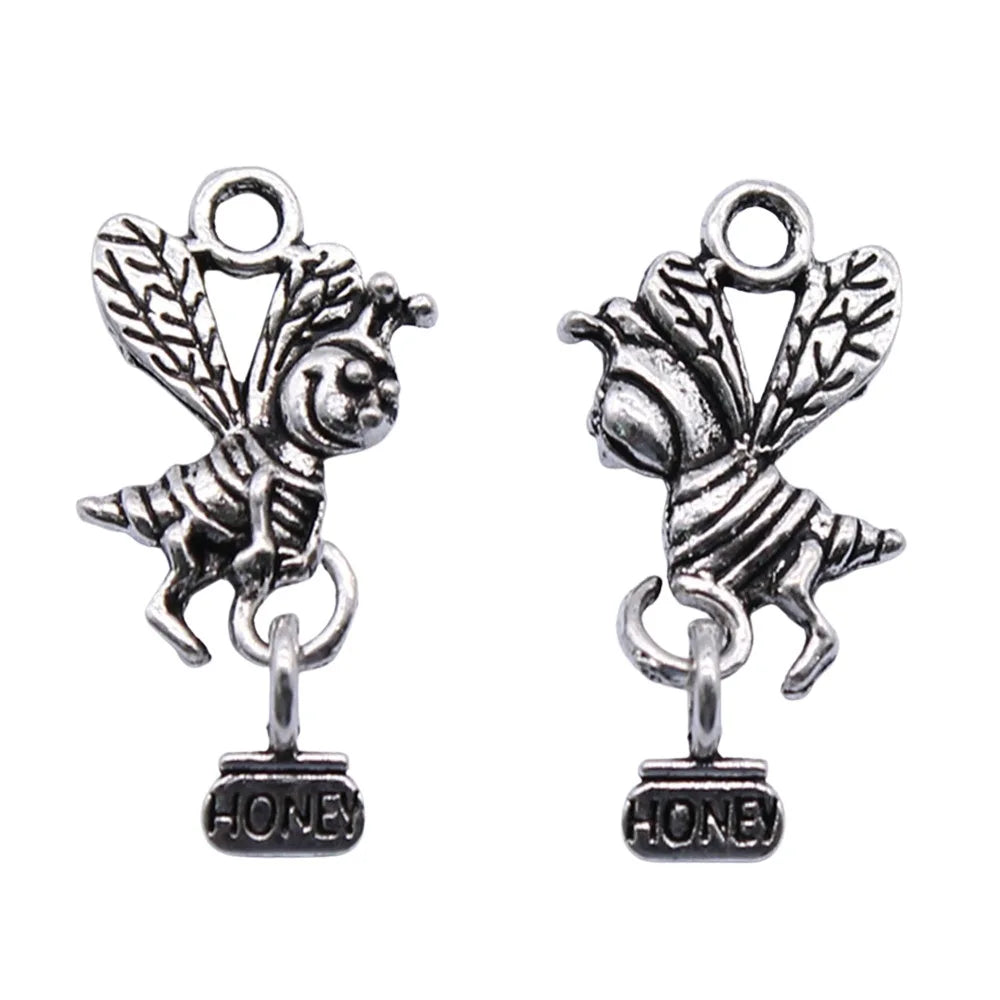 19x12mm 1.4g Multicolor Zinc Alloy Bee Charm Pendant for DIY Necklace Bracelet Jewelry Making